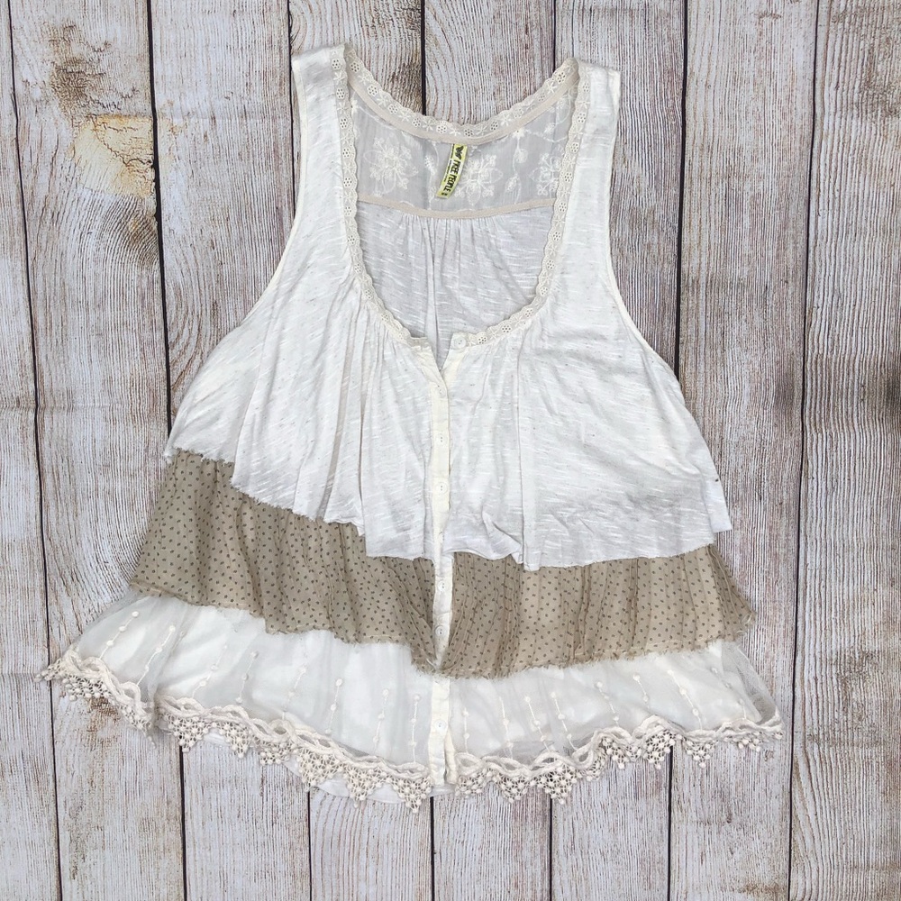 Free People | Flowy Layered Top | White | M